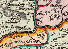 Historische Karte: Holstein mit den Herzogtümern Stormarn, Dithmarschen, Wagrien und Holstein im Jahr 1712