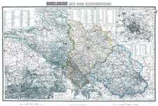 Historische Karte: Schlesien mit dem Riesengebirge, um 1890 (plano)