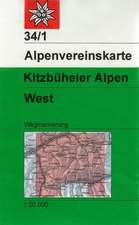 DAV Alpenvereinskarte 34/1 Kitzbüheler Alpen West 1 : 50 000 Wegmarkierungen