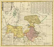 Historische Karte: Ämter Dahme und Jüterbog mit der Graftscheft Baruth in dem Gebiet Seyda, Potsdam, Luckau und Märkisch Buchholz 1760 (Plano)