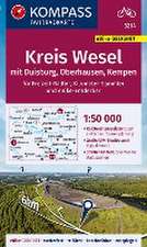 KOMPASS Fahrradkarte 3214 Kreis Wesel mit Duisburg, Oberhausen, Kempen 1:50.000