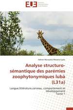 Analyse Structuro-Semantique Des Paremies Zoophytonymiques Luba (L31a): Du Concept A L'Evaluation