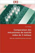 Comparaison des mécanismes de toxicité redox de 3 métaux