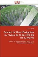 Gestion de l'Eau d'irrigation au niveau de la parcelle du riz au Maroc