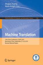 Machine Translation: 15th China Conference, CCMT 2019, Nanchang, China, September 27–29, 2019, Revised Selected Papers